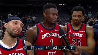 Zion Williamson & the Pelicans talk WIN against the Kings 🎤