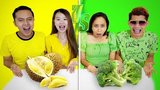 TANTANGAN MAKANAN 1 WARNA!! MAKANAN KUNING VS MAKANAN HIJAU SELAMA 24 JAM FEAT ALVIAND!!