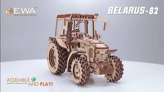 Трактор Беларусь-82 от EWA в масштабе 1:20 - деревянный конструктор, сборная модель, 3D пазл