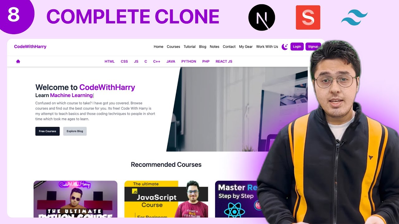 8 Codewithharry Website Clone Next Js Coder Shubham Youtube