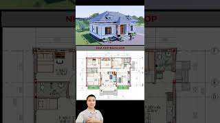 Mẫu Nhà Cấp 4 Mái Nhật Ngang 3 Phòng Ngủ Kích Thước 13,4x10m | Nhà Đẹp Bách Hợp