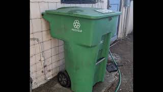 **MY RAREST TRASH CAN FIND EVER** Green 96 Gallon WMX Recycling Toter!!!!