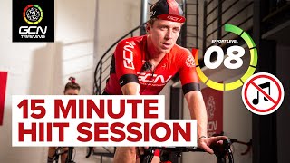 15 Minute HIIT Cardio Indoor Cycling Workout Without Music 🔇 | Lose Weight Fast