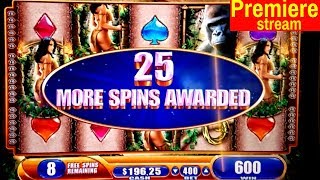 700 Premiere Stream Queen Of The Wiald Slot Machine BONUSES Money Charge Jackpots Slot Machine