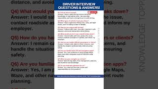 Driver Interview Questions And Answers