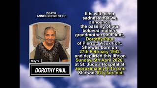 Dorothy Paul ~ Short Obituary