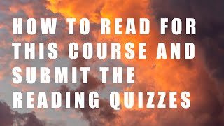 How To Read and Submit Reading Quizzes