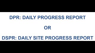 Daily Site Progress Report DPR, DSPR, Learning Excel (English)
