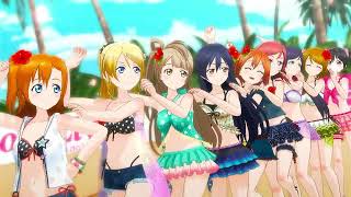 【LoveLive!スクフェスACHM】「タカラモノズ」μ's（水着風衣装）60fps WQHD 2K1440p