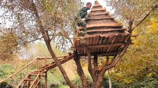 Building TREE HOUSE  With FIREPLACE | Bushcraft camping, Wilderness Cooking, DIY Adventure