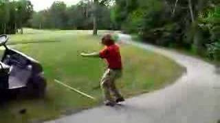 mike jumps on rake