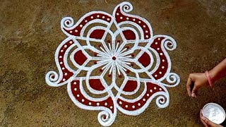 Aadi 18 special 5x3 dots flowerkolam/aadivellirangoli/easyrangoli/fridayRangoli/gokulramyacreatives