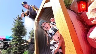 COPS vs ROBBERS - Prison Escape at our Park! Adleys new favorite game with Dad (don’t get caught)