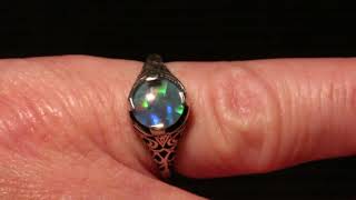 Opal Engagement ring. Design a 165. 8mm round opal filigree Art Deco style engagement ring