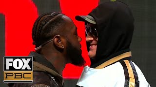 Deontay Wilder and Tyson Fury get into a shoving match before press conference | PBC ON FOX