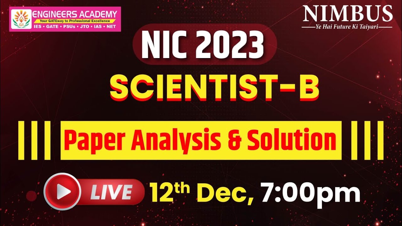 NIC Scientist-B Paper Analysis & Solution | NIC Scientist-B Answer Key ...