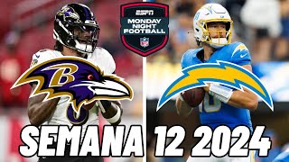 Ravens vs Chargers Semana 12 NFL 2024 Previo y Pronóstico