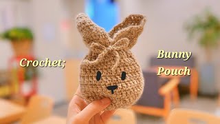 Crochet; practical and lovely Bunny Pouch 🐇💝 다이소실: 30분 1천원! 애매하게 남은 자투리실로 뜨기좋은 토끼 파우치🐇💝