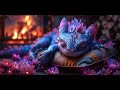 cozy cabin ambience with a crackling log fire u0026 flower loving dragon 🌸🔥