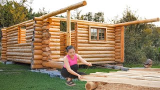 Solo Woman Builds Off-Grid House from Scratch – Survival Skills \u0026 Simple Living in the Woods