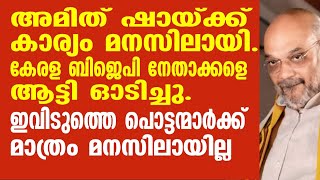 അമിത് ഷായ്ക്ക് കാര്യം മനസിലായി. കേരള ബി ജെ പി നേതാക്കളെ ആട്ടി ഓടിച്ചു