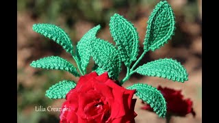 Tutorial rametto di foglie per le rose all'uncinetto