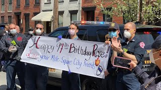 Police and firefighters help celebrate Hoboken senior's 97th birthday