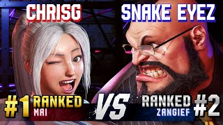 SF6 ▰ CHRISG (#1 Ranked Mai) vs SNAKE EYEZ (#2 Ranked Zangief) ▰ High Level Gameplay