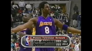 Kobe Bryant Goes Off vs. 2001 Pistons (24 in 4th \u0026 OT, Clutch)