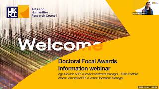 AHRC Doctoral Focal Awards information webinar