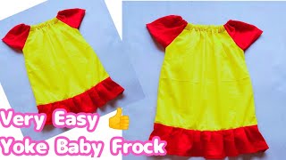 Very Easy Yoke Baby Frock cutting and Stitching Tutorial/Easy baby girl frock