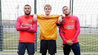 Justin Bieber visits FC Barcelona training session