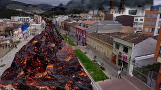 Volcán Galeras erupción apocalíptica destrucción de pasto virtual