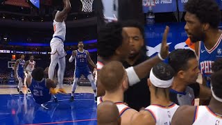 Joel Embiid dirty foul and was ready to fight all Knicks players 😳