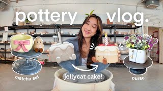 POTTERY VLOG ✨ jellycat cake, matcha set, clay purse (& giveaway!!)