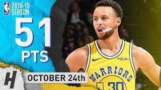 Stephen Curry UNREAL Highlights Warriors vs Wizards 2018.10.24 - 51 Points in 3 Qtrs!
