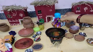 Gutti vankaya curry miniature cooking | Brinjal curry| Tiny food Telugu