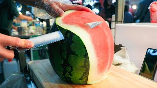 Fruit Ninja in Korea(Very neat), Amazing Fruit Cutting Skill (Watermelon, Melon,