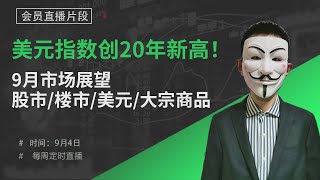 美元指数创20年新高！9月市场展望，股市、楼市、美元、大宗商品【会员直播片段】