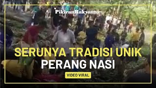 Viral! Rayakan Musim Panen, Serunya Tradisi Unik Perang Nasi di Ngawi, Netizen: Mubazir Ngga?