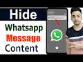 How To Hide Whatsapp Message Content | How To Hide Notification On Whatsapp
