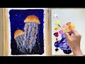 【acrylic painting 41】深海中的神秘水母 塑膠彩畫畫教學 jellyfish cute animal painting step by step