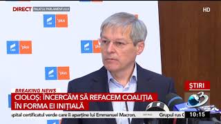 Dacian Cioloș: E un moment al adevărului în politica românească, suntem în criză