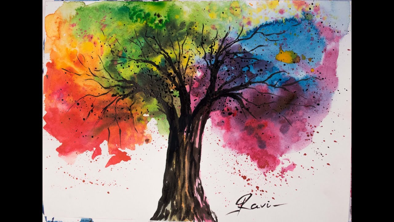 Easy Painting Rainbow Tree At Jorge Damon Blog