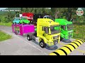 double flatbed trailer truck vs speed bumps busses vs speed bumps beamng drive 1044