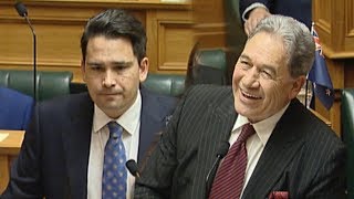 Winston Peters makes fun of Simon Bridges' accent before labelling him a 'joke' in Parliament