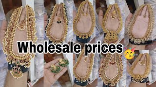 Below 500rs 🥰🥳 Budget friendly Onegramgold jewellery in wholesale prices long harams collection's