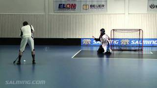 Salming Academy Goalie - Starting position for shots from the side - step one