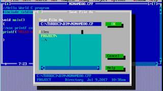 Turbo C program tutorial : Hello world