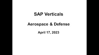 Analyst Cam: SAP Industries - Aersospace \u0026 Defense